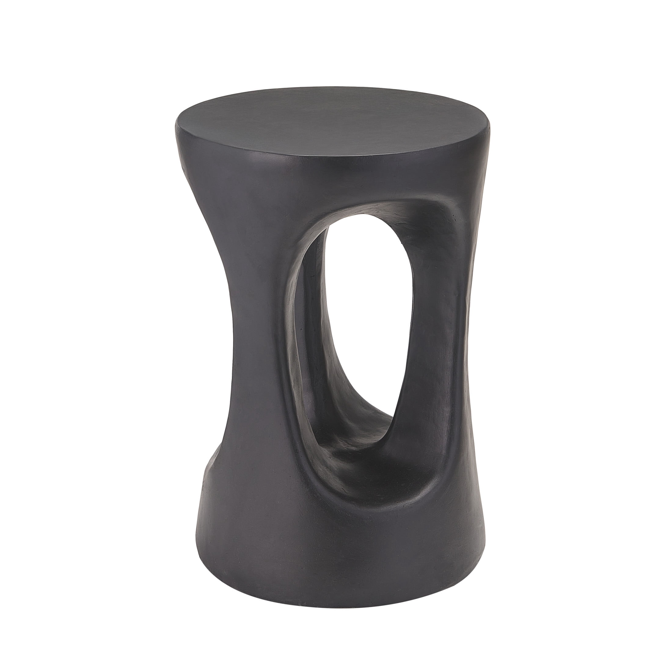 Christopher Knight Home 14" Side Table, Lightweight Concrete Indoor Outdoor Accent End Table, Black