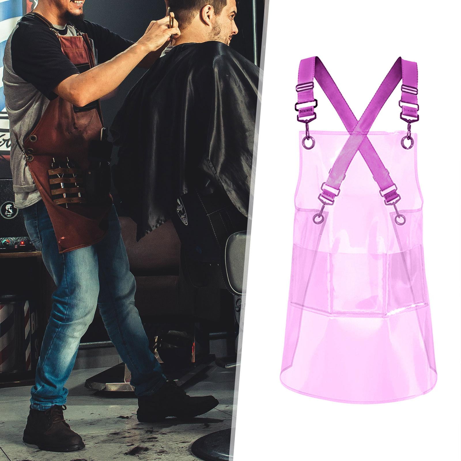 Fiocias Transparent Apron Hair Stylist Apron Gardening Chef Apron with Pocket for Flower Pink 80cm