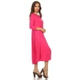 thumbnail image 3 of Women's Casual Basic Comfy 3/4 Sleeve Flare A-line Midi Long Maxi Dress, 3 of 6