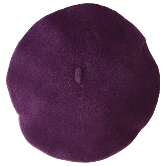 Womens Soft Purple Wool Felt Beret Hat Cap