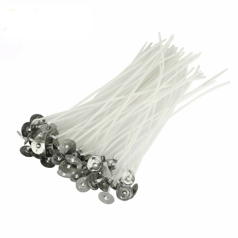 Pompotops 100x Candle Wicks 15cm Cotton Core Pre Waxed With Sustainers  Candle Making