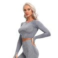 thumbnail image 1 of Top corto de Yoga sin costuras para mujer, Top de manga larga para Fitness, camisetas para correr, ropa deportiva de entrenamiento, ropa atlética, Top deportivo, 1 of 5