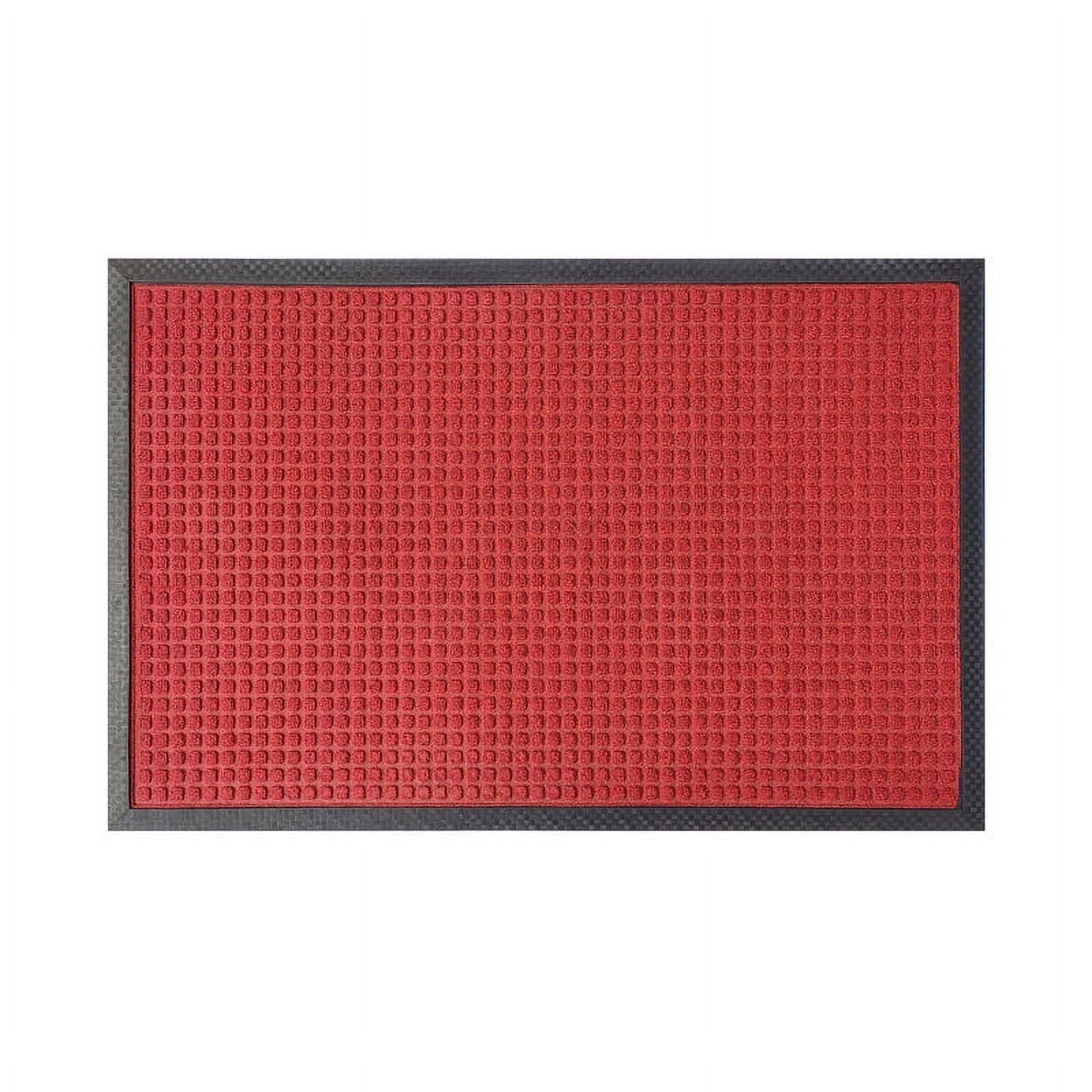 A1HC New Durable and Versatile Polypropylene Rubber Door Mat All Weather Inside Outside Door Mat Easy to Maintain for Front Entrance Back Doors, Patio, Garage All Commercial Places 47x71, Red Waffle
