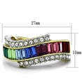 thumbnail image 2 of Two-Tone IP Gold (Ion Plating) Stainless Steel Ring with Top Grade Crystal in Multi Color for Women Multi Color Stone Color Style TK1575 Size 10, 2 of 4
