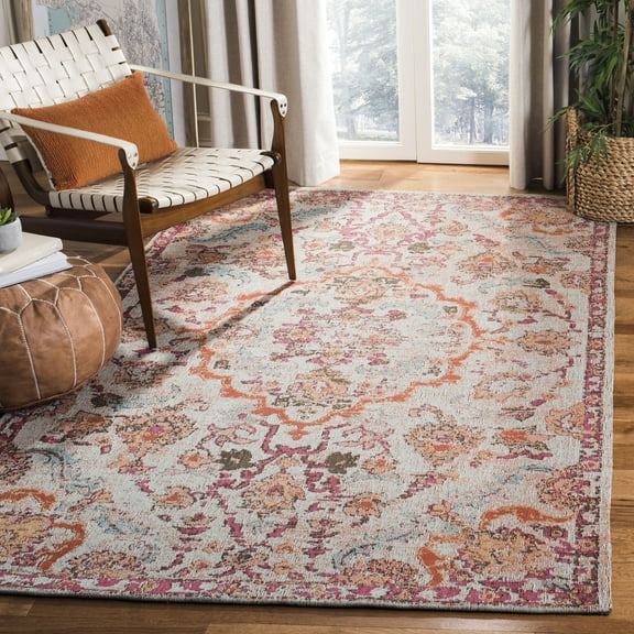 SAFAVIEH Classic Vintage Dimitri Floral Bordered Polyester Area Rug, Red/Beige, 4' x 6'