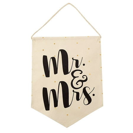 - Wedding Decorative Canvas Hanger, Mr./Mrs., Printed with Mr. & Mrs. By Mud Pie