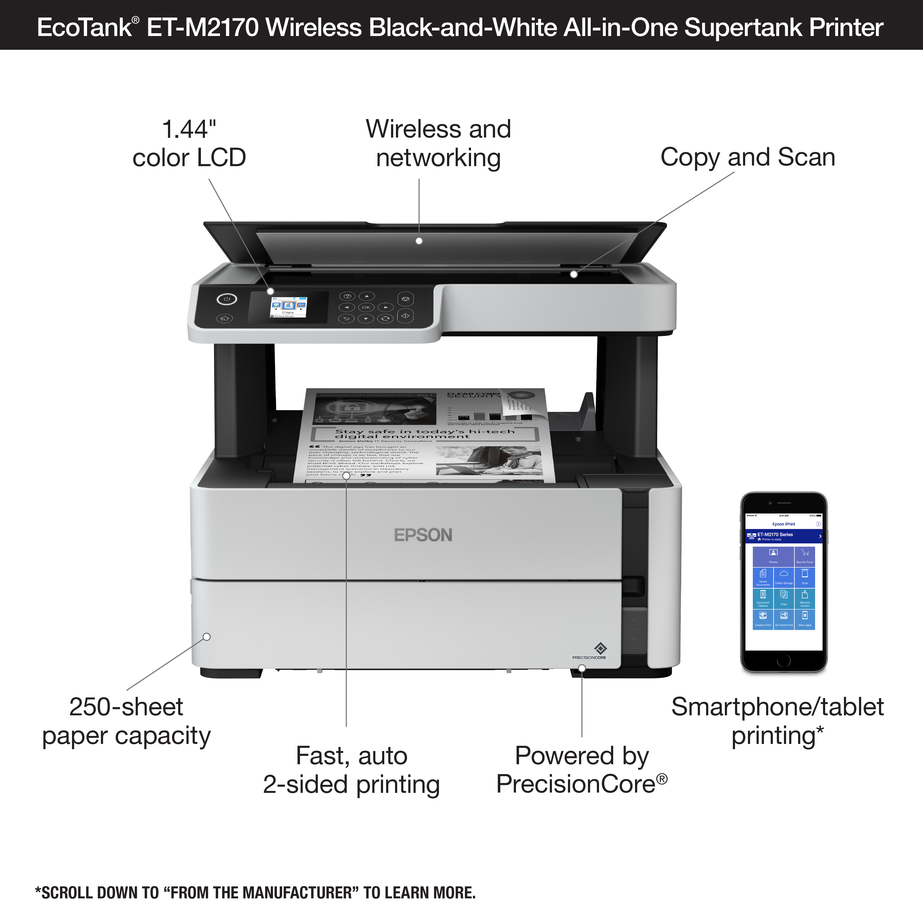Epson EcoTank ET-M2170 Wireless Monochrome Supertank Printer photo 5