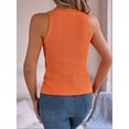thumbnail image 6 of Womens Summer Tank Top Ribbed Sleeveless Shirts Casual Loose Knit Sweater Vest Orange Color XL, 6 of 9