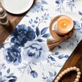 thumbnail image 5 of Booming Blue Gradient Floral Table Runner 90 Inches Long,Kitchen Dining Tablerunners Watercolor Flowers on White Linen Table Runners Dresser Scarves for Home Dinner Wedding Holiday Party Decor, 5 of 9