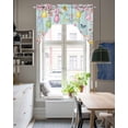 thumbnail image 4 of Happy Easter Swag Valances for Windows, Small Curtains Drapes, Spring Bunny Eggs Flower Teal Wood Grain Kitchen Window Curtains Over Sink Window Treatment Valance for Bedroom/Bathroom 56"x36", 4 of 5
