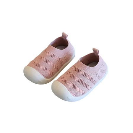 

Lacyhop Kids Moccasins Knit Upper Sock Shoes Slip On Walking Shoe School Athletic Flats Breathable Soft Sole Pink 7C