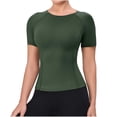 thumbnail image 1 of Craaazy Haut de Yoga à Manches Raglan Unies pour Femmes, Col Rond, Manches Courtes, Haute Élasticité, Respirant, Séchage Rapide, pour Course et Entraînement Physique, Cadeaux, 1 of 5