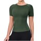 thumbnail image 1 of Camiseta de Manga Corta de Yoga para Mujeres Color Sólido Moda Casual Respirable Apretado Deportivo de Alta Elasticidad Camiseta de Carrera de Manga de Raglan Cuello Redondo Top de Manga Corta de Muj, 1 of 5