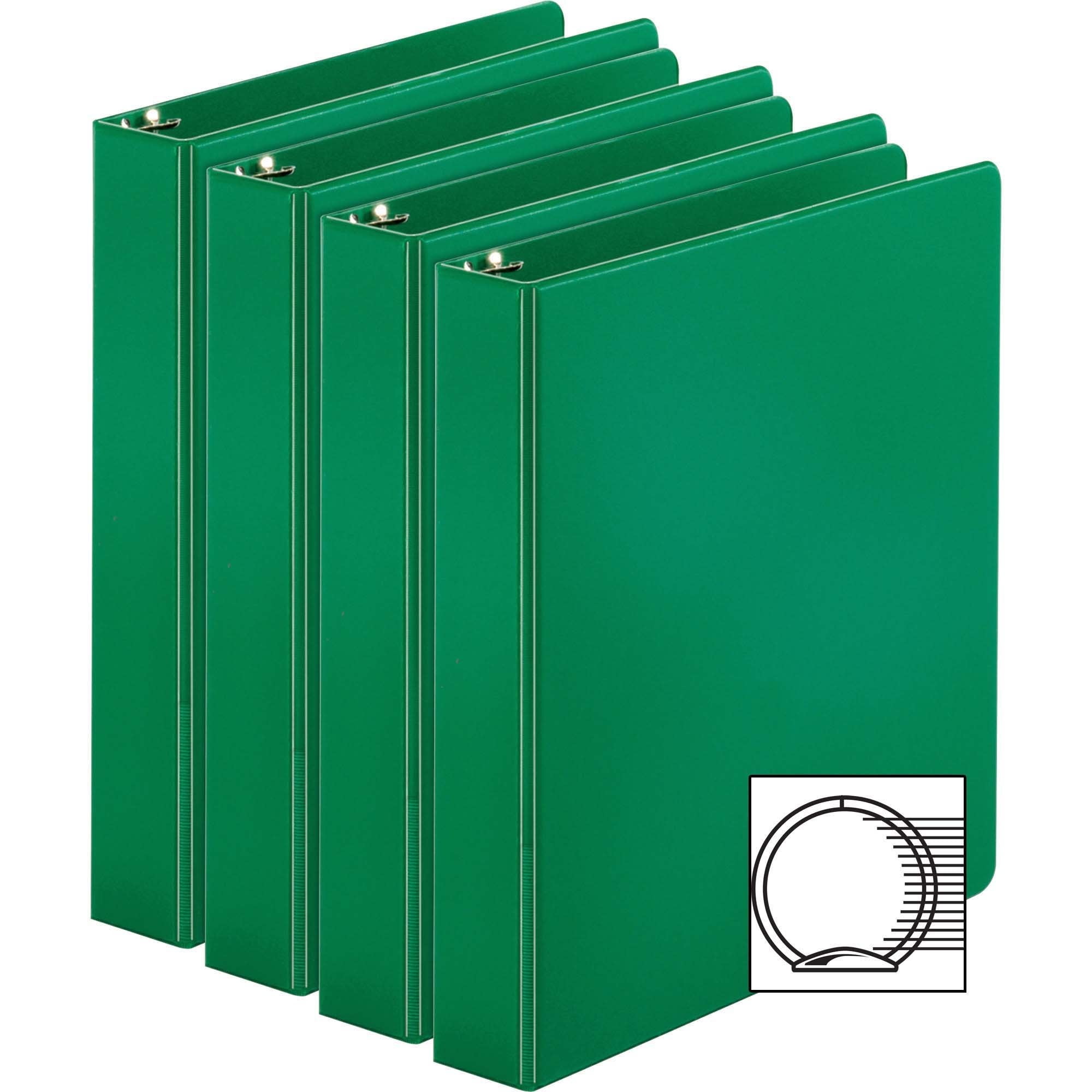 Business Source, BSN28557BD, Basic Round Ring Binders, 4 / Bundle, Green