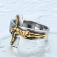 thumbnail image 2 of JAJAFOOK Men's Vintage Stainless Steel Jesus Cross Band Crucifix Ring,Gold 11, 2 of 7