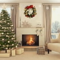 thumbnail image 2 of Christmas Wreaths for Front Door, Winter Wreath with Pine Cone, Red Berries, Burlap Ribbon & Snowflake, Holiday Outdoor Wreath Decorations, 2 of 5