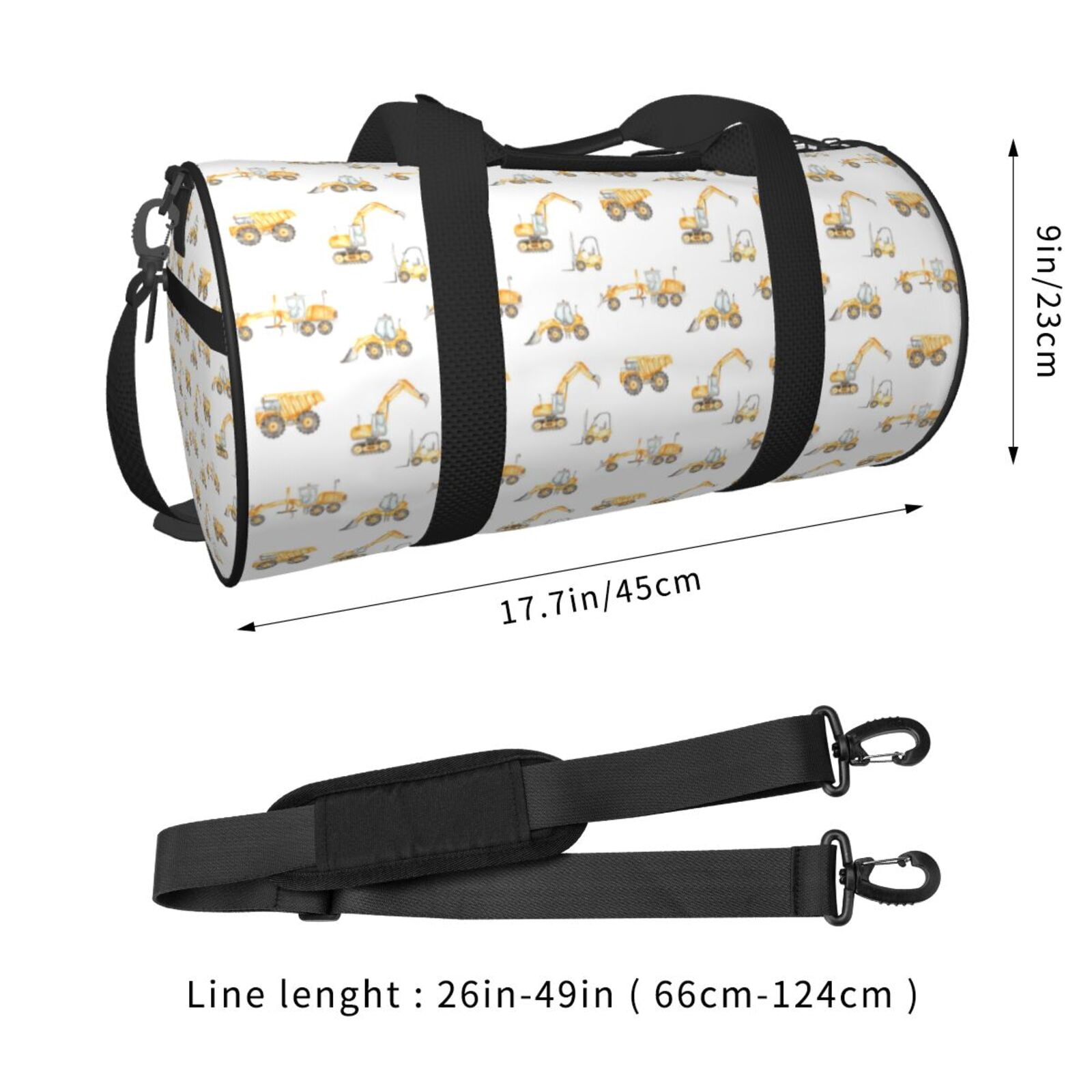 Defioc Dump Truck for Travel Duffle Bag,Weekender Bag Carry On Tote Bags Hospital Bag Large Capacity Sport Gym Bag for Men Women Fit for Trave, Gym,Weekend