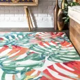 thumbnail image 3 of NEW Indoor Outdoor Modern Tropical Nature Area Rug in Off White Green Size (8' x 10'), 3 of 4