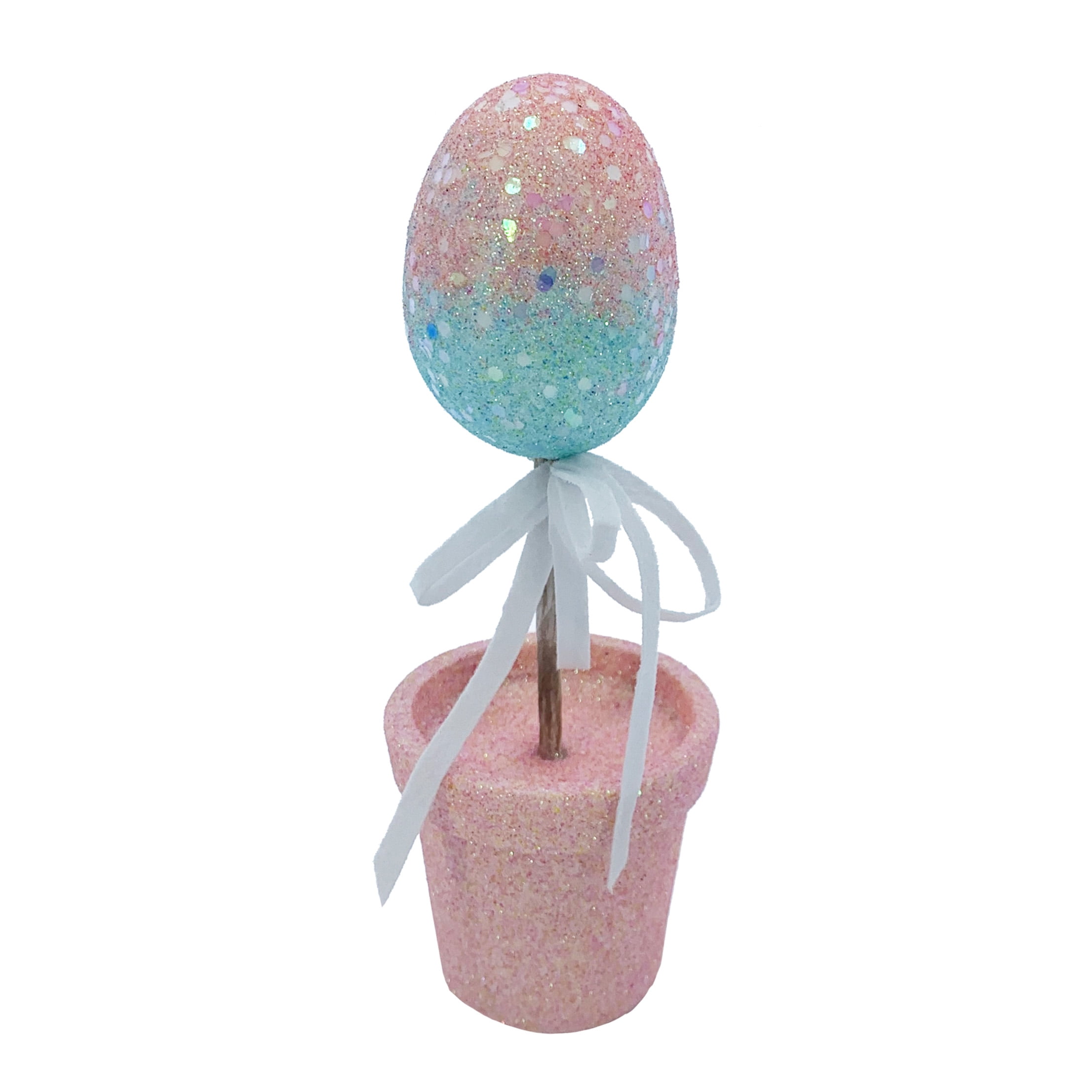 Way to Celebrate Easter Ombre Glittered Polystyrene Foam Egg In Pot 7" Decoration Assortment