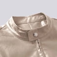 thumbnail image 6 of HOMADLES Men's PU Leather Jacket Slim Fit Biker Style Motorcoat Jacket with Zipper Stand Collar, Faux Leather Outerwear for Casual Daily Wear Beige Size M, 6 of 9