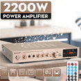 thumbnail image 4 of Amplificador Audio Bluetooth 5 Canales 2000w Para Uso Domésto Dorado, 4 of 5