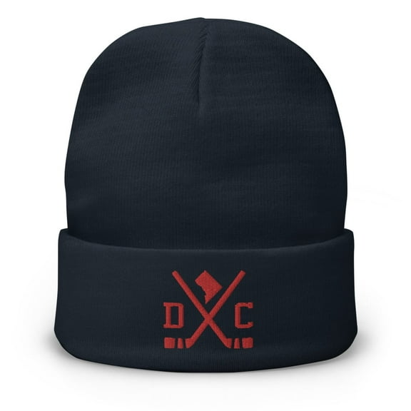 Washington Hockey Sticks Retro DC Winter Beanie Cap Hat (Navy)