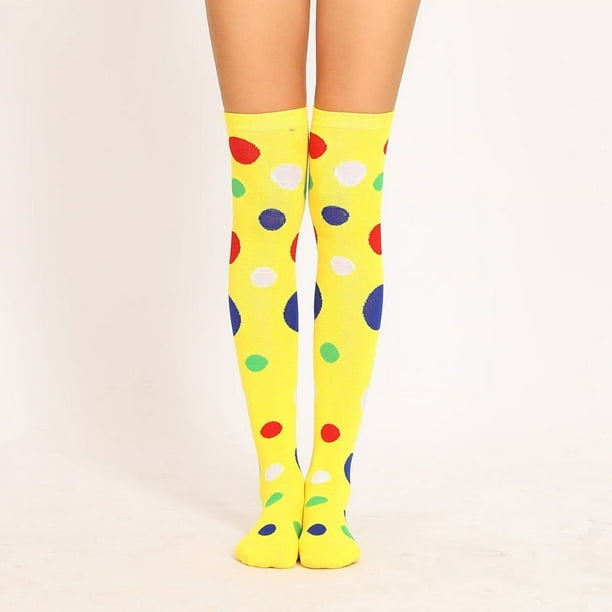 Granjero Gordo 1 par de calcetines hasta el muslo para mujeres y niñas, novedosos calcetines largos de Halloween, divertidos, lindos y coloridos, calcetines altos por encima de la rodilla, amarillos
