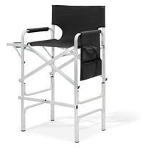 WDZS Tall Director Chair for Seniors & Makeup Artists, 31" Seat Height, 250 lbs Capacity, Folding Chair with Side Table, Side Pocket & Cup Holder, Portable for Camping, Fishing & Events, Black