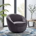 thumbnail image 2 of Armchair Swivel Accent Chair, Black Grey Gray, Velvet, Modern Contemporary, Living Lounge Cafe Room Hotel Lobby Hospitality, 2 of 7