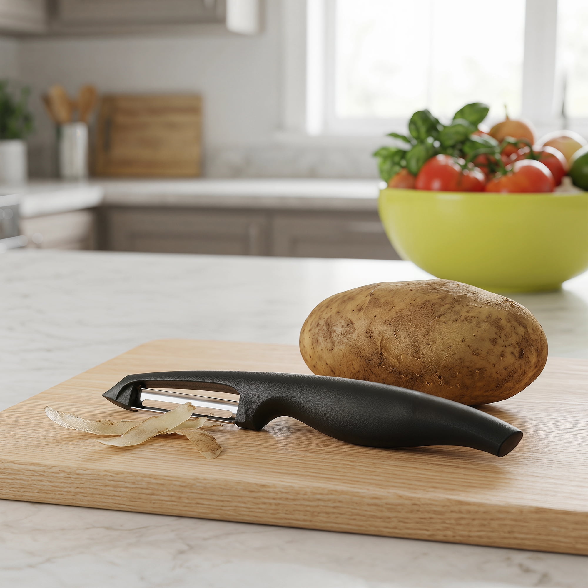 Unique Bargains Plastic Vegetable Peeler with Comfortable Ergonomic Handle Black 7.3x1 in