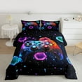 thumbnail image 2 of Castle Fairy Teens Boys Abstract Gradient Gamepads Bedding Comforter Set 2pcs,Video Game Twin Comforter Sets Microfiber,Galaxy Geometric Honeycomb Breathable Bedding Set,Lightweight Room Decor, 2 of 8