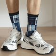 thumbnail image 6 of Fuzoiu Indigo Patchwork Quilt Print Athletic Crew Socks for Men & Women,Casual Crew Socks,Above Ankle Crew Socks for Business, Casual, 6 of 6