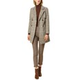 thumbnail image 2 of INSPIRE CHIC Women's Notched Lapel Raglan Long Sleeves Houndstooth Trenchcoat M Brown, 2 of 7