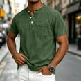 thumbnail image 6 of Miqool Washed Denim Shirt for Man Short Sleeve Collared Casual Lightweight Ruched Summer Jean Top with Chest Pockets, 6 of 8