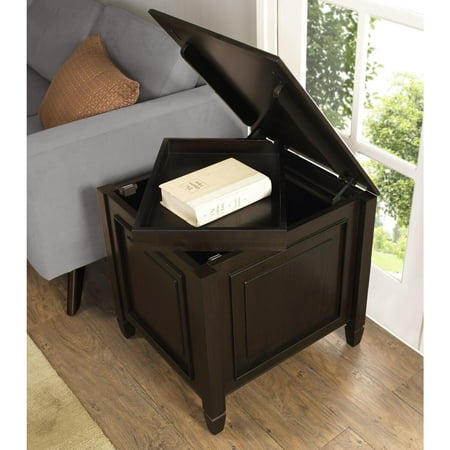 Simpli Home - Connaught End Side Table with Tray - Dark Chestnut Brown