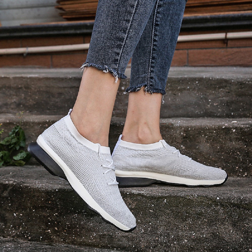 WOMENS LADIES KNIT TRAINERS SLIP ON SPORT SNEAKERS CASUAL RUNNING WOMEN SHOES 