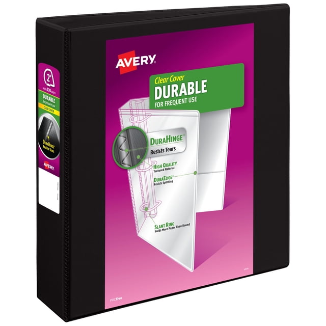 Binder Avery Durable View, 3 anillos inclinados de 2 pulgadas, negros