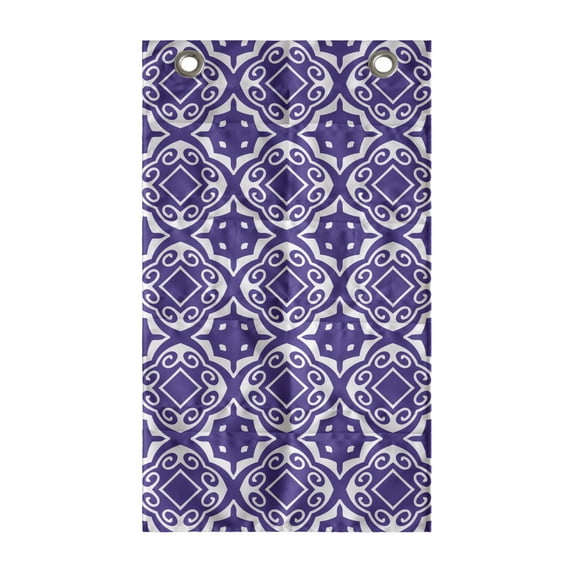 Vintage Hanging Pocket Organizer, Illustration of Geometric Motifs Repeating Classical, Printed Polyester Storage Bag with Pockets, 21" x 31", Blue Violet White
