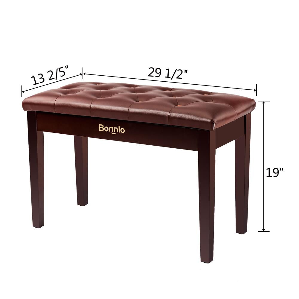 Zimtown Leather Padded 2 Person Piano Bench With Storage Bench