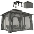 thumbnail image 1 of Outsunny Pavillon à Toit Rigide à Double Toit 10 Pieds x 12 Pieds avec Rideaux, Noir, 1 of 10