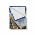 thumbnail image 2 of Vintage Soft Flannel Fleece Throw Blanket, Wall of Skulls and Kukulkan Pyramid El Castillo Scenery Photo, Cozy Plush for Indoor and Outdoor Use, 70" x 90", Charcoal Grey Lime Green, by Ambesonne, 2 of 6