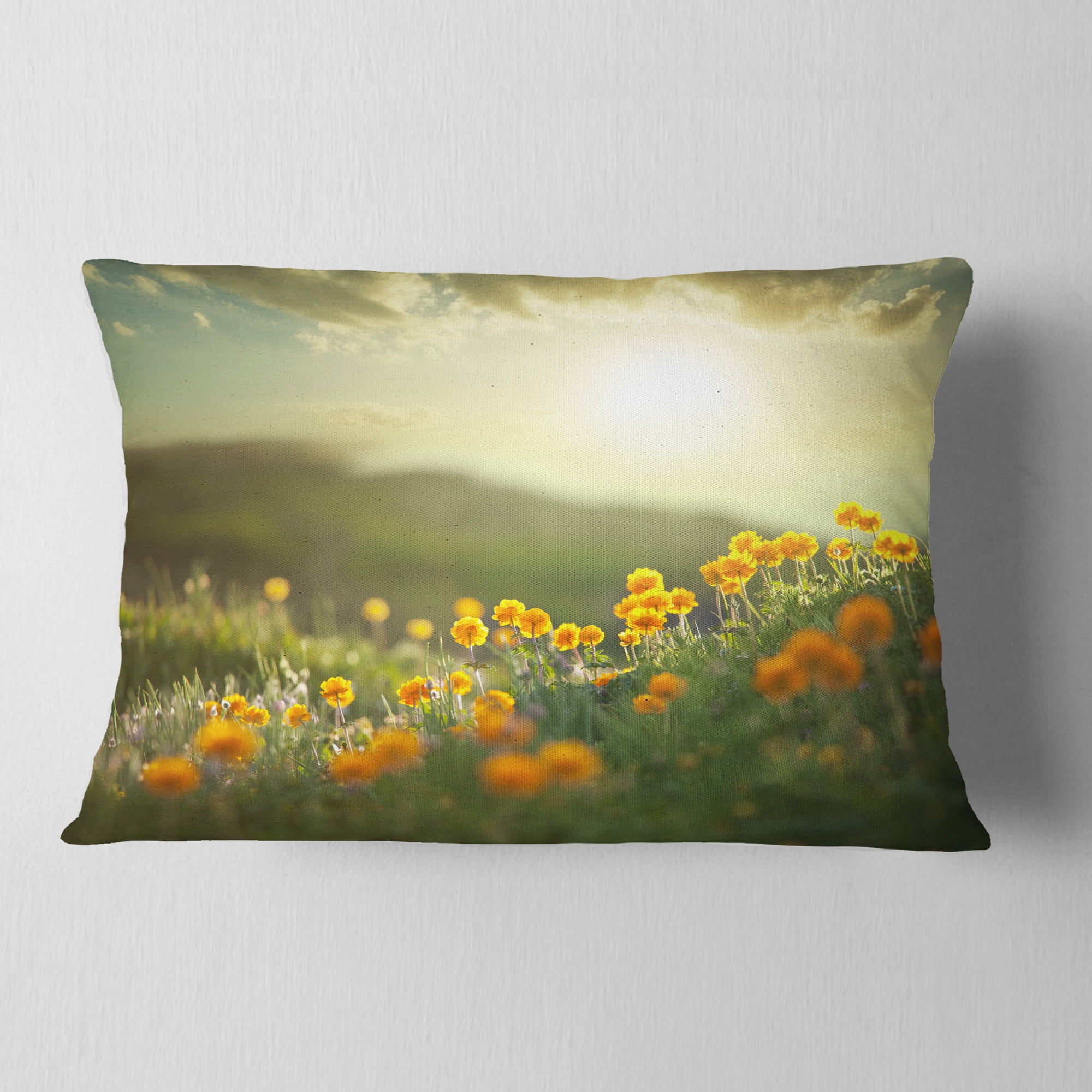 Designart 12" x 20" Yellow Polyester Throw Pillow
