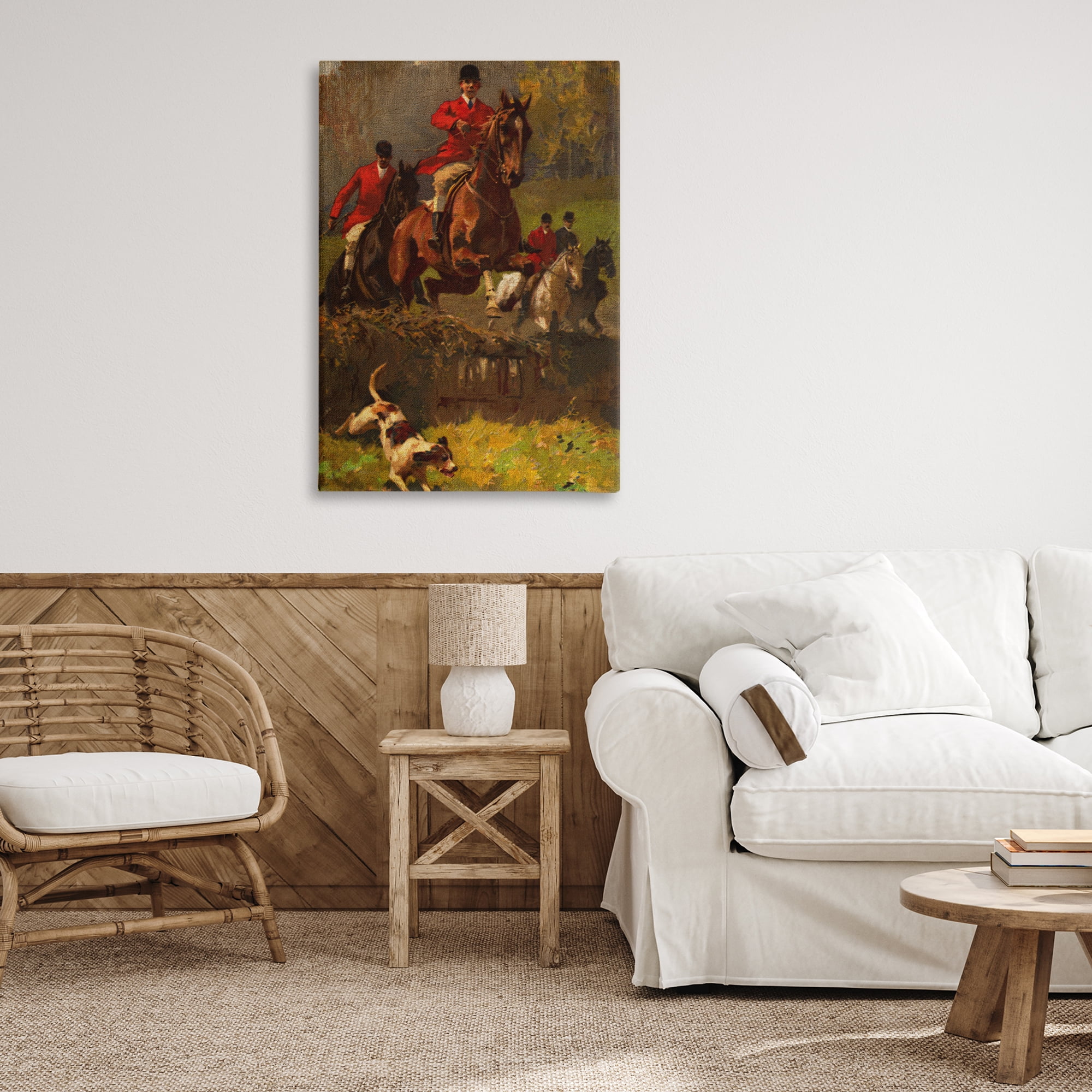 Stupell Industries Classic Hunting Dog Scene People Painting Wrapped Canvas Art Print Wall Art, 24 x 36