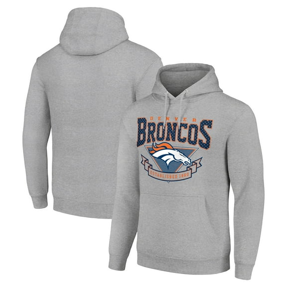 Men's Starter Heather Gray Denver Broncos -80s Inspired Pullover Hoodie