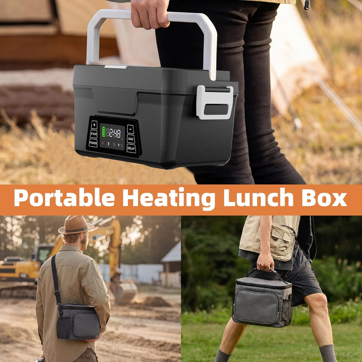 Monteka Cordless Electric Lunch Box for Adults, Portable Battery Powered Heated Lunch Box with APP, 1.2L Automatic Scheduled Heating Lunchbox for Office Work Car Travel Outdoor