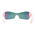 thumbnail image 4 of Retro Oversize Shield Color Mirror Wrap Around Sport Sunglasses Pink Mirror, 4 of 4
