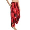 thumbnail image 2 of Sigee Strawberry Red Print Women's Soft Pajama Pants - Breathable and Comfortable Lounge Sleep Bottoms with Elastic Waistband and Pockets-Small, 2 of 9