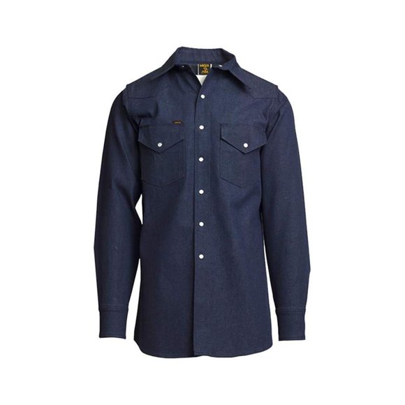 Lapco DS-16 1/2-L Heavy-Duty Welder's Shirts, 100% Cotton, 10 oz, 16 1/2 Large, Denim