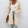 thumbnail image 1 of Suéter tipo cárdigan de otoño e invierno para mujer Chaqueta tipo cárdigan informal de un solo pecho y larga a la moda para mujer, 1 of 5