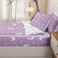thumbnail image 5 of Manfei Dreamy Cartoon Moon Zipper Full Size Comforter Sets with Fitted Sheet and 2 Pillowcases,Cute Starry Sky Zipper Bedding Set,Lavender White,Colorful Stars Reversible,4pcs, 5 of 8